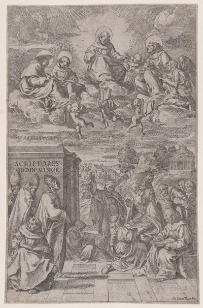 Ecclésiastiques dans un paysage écrivant, d