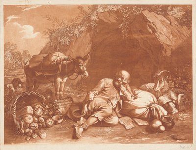Un vieil homme appuyé sur un sac - Giovanni De Pian after Francesco Londonio