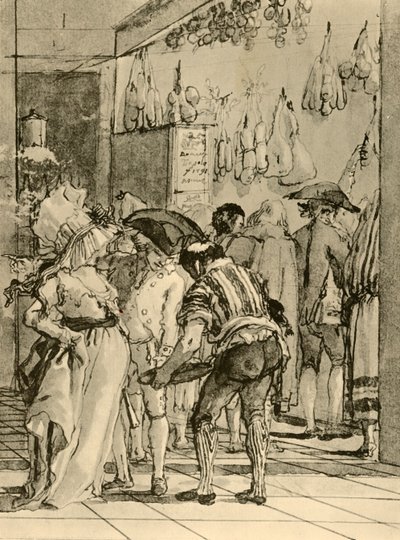 Une boutique avec des marchandises fumées - Giovanni Domenico Tiepolo