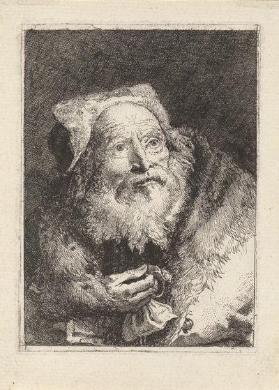 Vieil homme avec un bracelet, de la Raccolta di Teste - Giovanni Domenico Tiepolo
