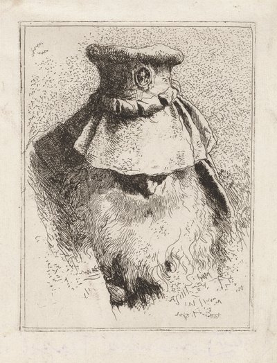 Vieil homme avec un grand chapeau, de la Raccolta di Teste (Collection de têtes) - Giovanni Domenico Tiepolo