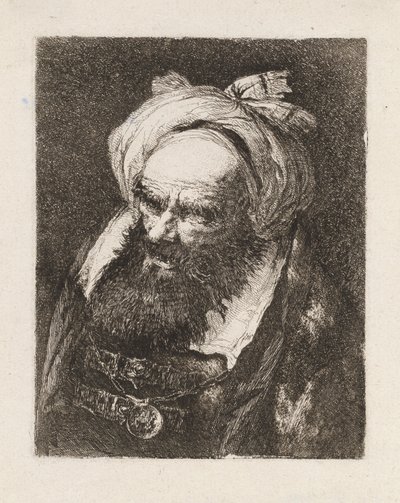 Vieil homme avec un turban, de la Raccolta di Teste (Collection de têtes) - Giovanni Domenico Tiepolo