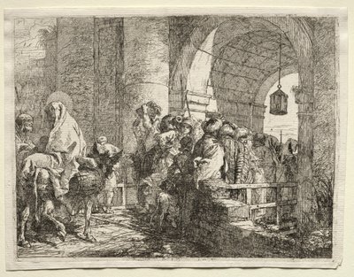 Fuite en Égypte : La Sainte Famille passant sous une arche - Giovanni Domenico Tiepolo
