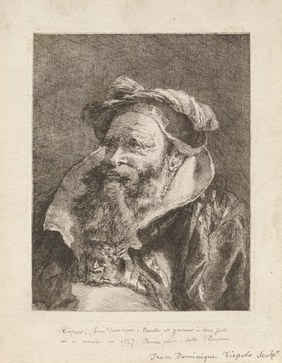 Vieil Homme avec une Barbe, de la Raccolta di Teste - Giovanni Domenico Tiepolo