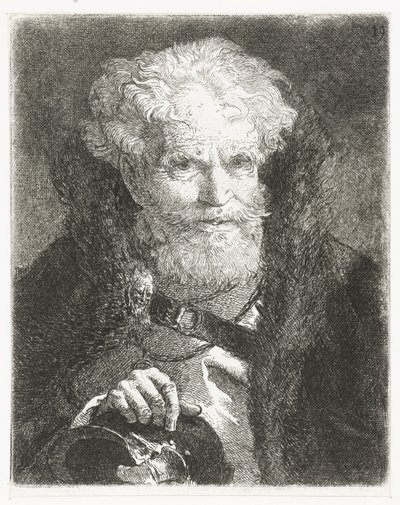 Vieil homme en manteau avec col en fourrure et casque - Giovanni Domenico Tiepolo