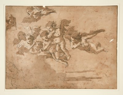 Putti volant dans les nuages - Giovanni Domenico Tiepolo