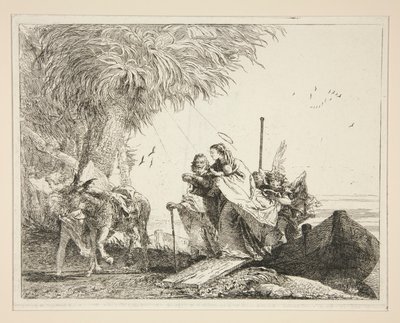 La Sainte Famille débarquant, de la série Idee pittoresche sopra la fuga in Egitto (Fuite en Égypte) - Giovanni Domenico Tiepolo