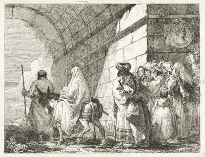 La Sainte Famille passe sous une arche de la ville - Giovanni Domenico Tiepolo