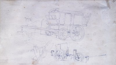 Deux chariots et deux soldats - Giovanni Fattori