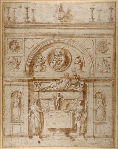 Conception pour un tombeau mural à la manière étrusque - Giovanni Francesco (c.1488 1528) Penni