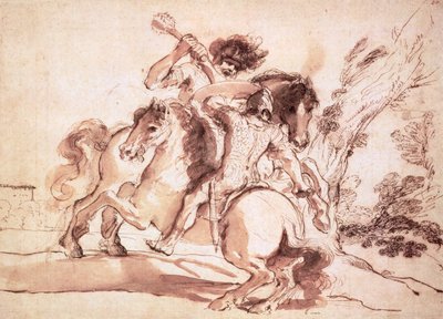Deux cavaliers se battant - Giovanni Francesco Barbieri