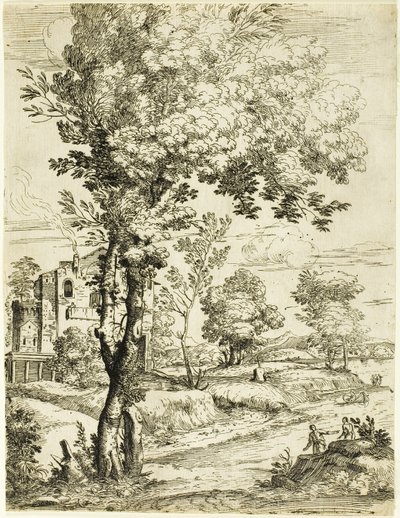 Paysage avec une maison - Giovanni Francesco Grimaldi