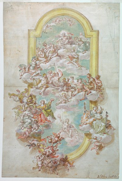 Dessin, Plafond avec Jupiter, juin, 1718-30 - Giovanni Odazzi