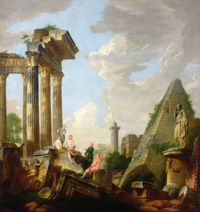 Un caprice architectural avec un apôtre prêchant devant des ruines - Giovanni Paolo Pannini