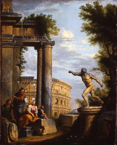 Capricci de ruines classiques avec des philosophes discutant - Giovanni Paolo Pannini