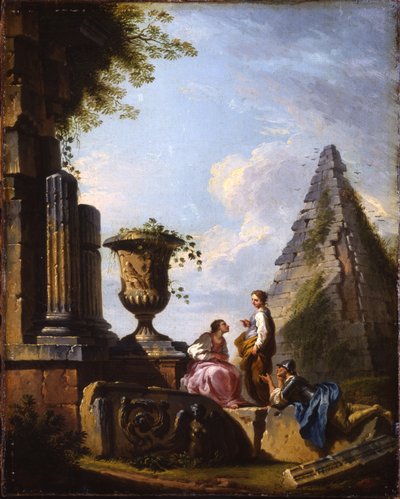 Caprices de ruines classiques avec philosophes discutant - Giovanni Paolo Pannini