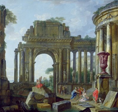 Ruines romaines avec le Belisarius aveugle - Giovanni Paolo Pannini