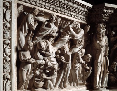 Détail des reliefs de la chaire réalisée par Giovanni Pisano : l