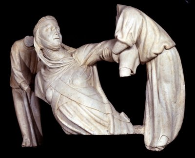 Monument funéraire de Marguerite de Brabant élevé dans les airs par deux anges - Giovanni Pisano