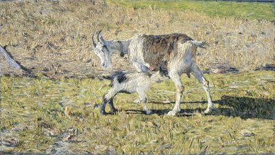 Une chèvre avec son chevreau - Giovanni Segantini