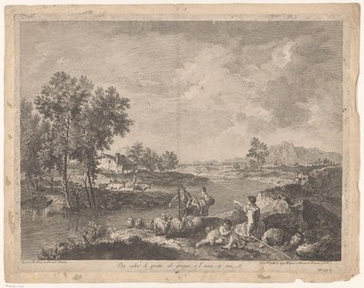 Paysage avec berger et moutons - Giovanni Volpato