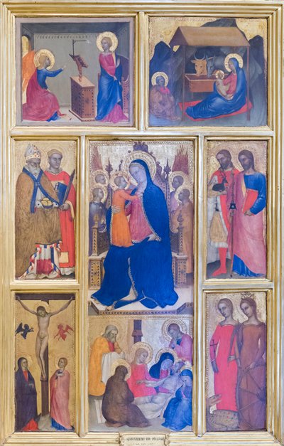 Vierge Marie et enfant avec des saints et des scènes de la vie du Christ - Giovanni da Milano