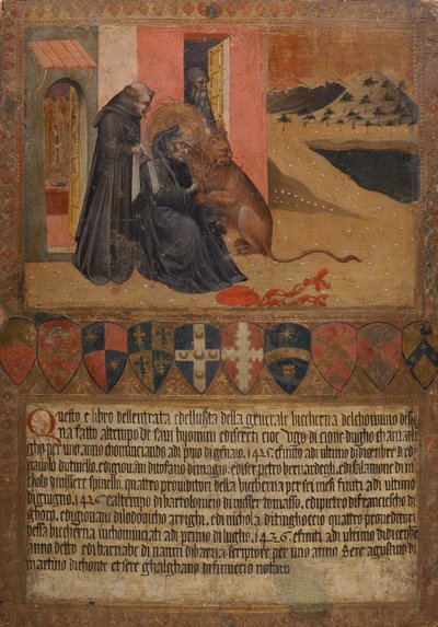 Saint Jérôme retirant une épine de la patte du lion - Giovanni di Paolo