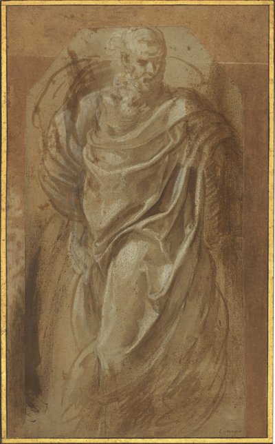 Un homme debout en draperie classique - Girolamo Muziano
