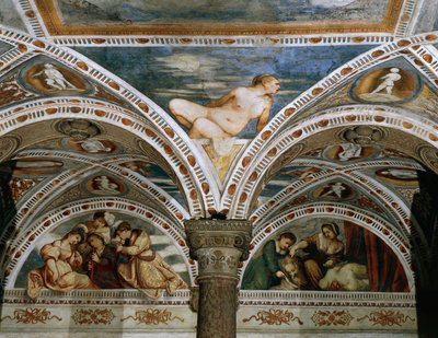 Allégorie du Printemps avec lune au premier plan, Détail des fresques de Girolamo Romanino (ca 1484-après 1559), commandé par Bernardo Clesio - Girolamo Romanino
