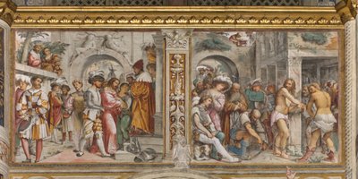Nef centrale, cinquième travée sud, Christ devant Pilate, Flagellation du Christ, Jérôme Romanino - Girolamo Romanino