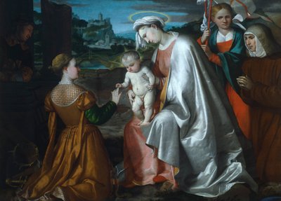 Mariage mystique de Sainte Catherine en présence des saints Ursule, Laurent et Angèle Mérici, par Girolamo Romanino - Girolamo Romanino