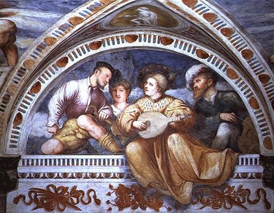 Le Concert : instruments à cordes, lunette - Girolamo Romanino
