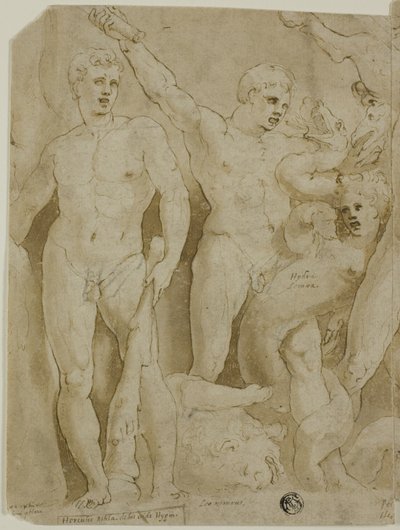 Relief de sarcophage antique avec les travaux d
