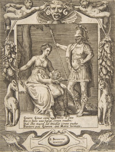 Junon, Mars et Cupidon, dans un cadre élaboré, des 