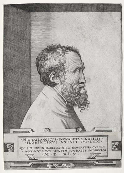 Portrait de Michel-Ange de profil, face à droite - Giulio Bonasone