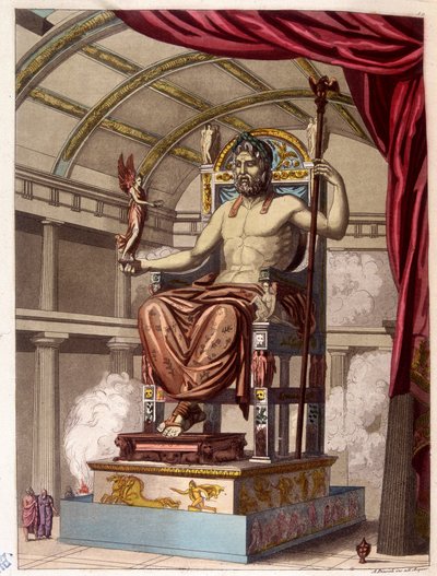 Statue de Jupiter (Zeus) - dans « Le costume ancien et moderne » de Ferrario, éd. Milan - Giulio Ferrario