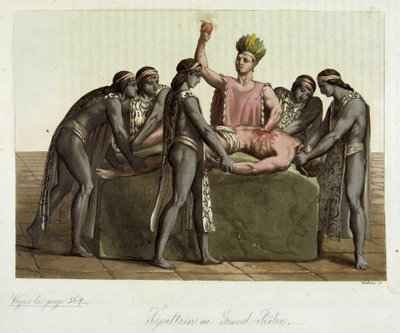 Topiltzin faisant un sacrifice humain - Giulio Ferrario