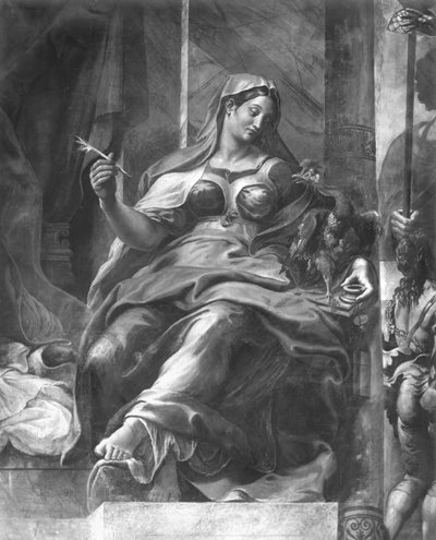 Éternité, une des deux figures allégoriques entourant Saint Pierre, Chambres de Raphaël (détail) - Giulio Romano