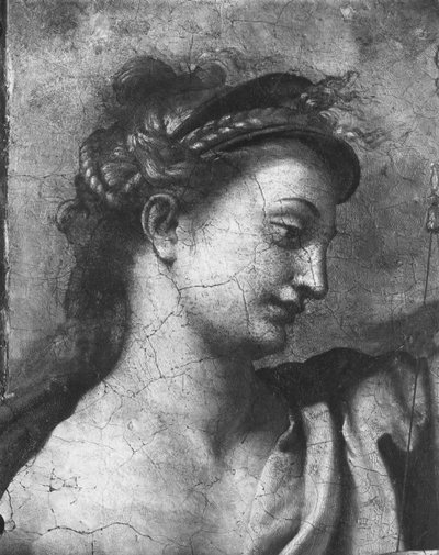 Justice, une des deux Vertus entourant le Pape Saint Urbain Ier (d.230) Chambres de Raphaël (détail) - Giulio Romano