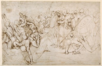 Neoptolemus emmenant Andromaque en captivité après la chute de Troie - Giulio Romano