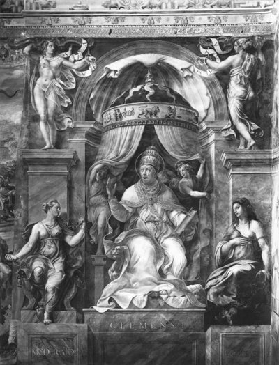 Le Pape Clément Ier (1-97) entre Modération et Clémence, Chambres de Raphaël - Giulio Romano