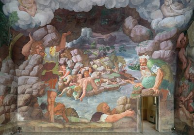 Sala dei Giganti, détail de la destruction des géants par les éclairs de Jupiter, 1536 (détail) - Giulio Romano