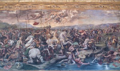 La Bataille du Pont Milvius, dans la Salle de Constantin, Chambres de Raphaël, c.1520-24 - Giulio Romano