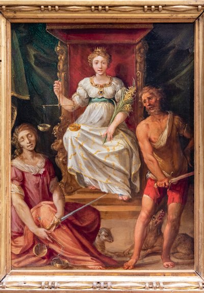 Justice (ou Équité), avec Injustice et Contraste - follower of Giuseppe Cesari