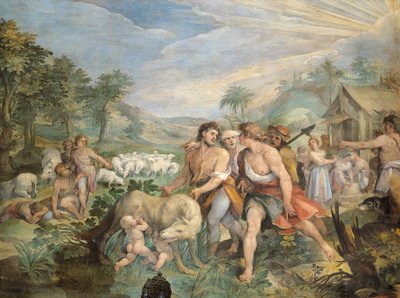 Romulus et Remus, allaités par une louve, trouvés par Faustulus sur les rives du Tibre - Giuseppe Cesari