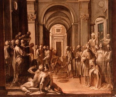 Saint Laurent parmi les pauvres et les malades, modello pour une fresque - Giuseppe Cesari