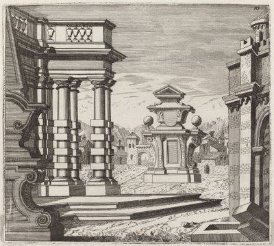 Fantaisie architecturale avec portails et monuments - Giuseppe Antonio Landi