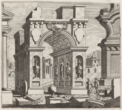 Fantaisie Architecturale avec un Arc de Triomphe - Giuseppe Antonio Landi