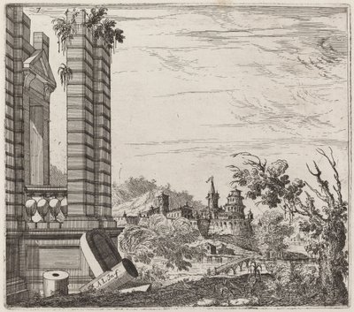 Paysage fluvial fantastique avec ruines et château - Giuseppe Antonio Landi