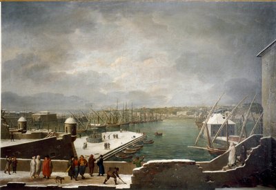 Vue du port de Gênes couvert de neige - Giuseppe Bacigalupo